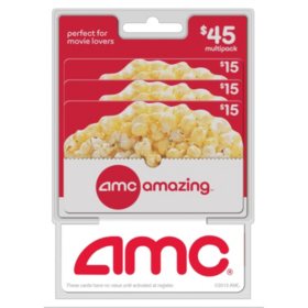 AMC Movie Theatres $45 Gift Card Multi-Pack, 3 x $15
