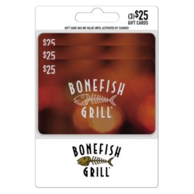 Bonefish Grill $75 Gift Card Multi-Pack, 3 x $25