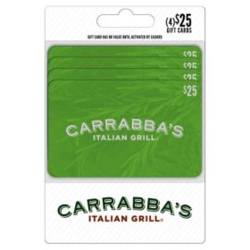 Carrabba's $100 Multi-Pack - 4 x $25 Gift Cards