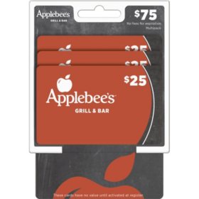 Applebee's $75 Gift Card Multi-Pack, 3 x $25 