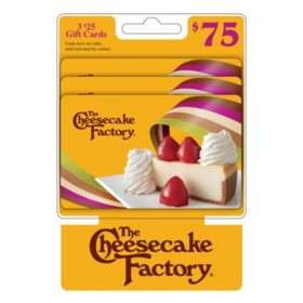 The Cheesecake Factory $75 Gift Card Multi-Pack, 3 x $25