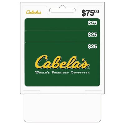 Cabela S 75 Value Gift Cards 3 X 25 Sam S Club