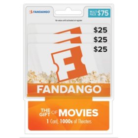 Fandango $75 Gift Card Multi-Pack, 3 x $25