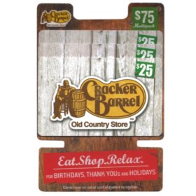 Cracker Barrel $75 Gift Card Multi-Pack, 3 x $25
