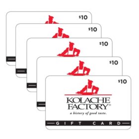 Kolache Factory $50 Gift Card Multi-Pack, 5 x $10
