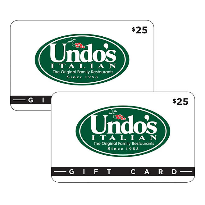 Undo's Italian - 2 x $25 Value Gift Cards