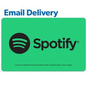 Spotify Email Delivery Gift Card, Various Amounts