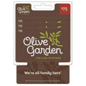 Olive Garden $75 Gift Card Multi-Pack, 3 x $25