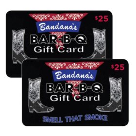Bandana's BBQ $50 Value Gift Cards - 2 x $25