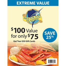 Silver Bay Seafood $100 Gift Card Multi-Pack, 2 x $50