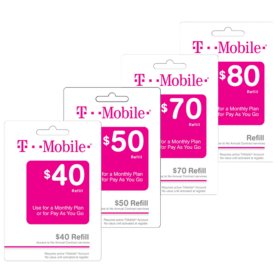 T Mobile Refill Card Various Amounts Sam S Club