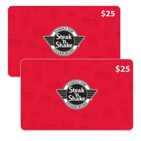 Steak 'n Shake $50 Value Gift Cards - 2 x $25