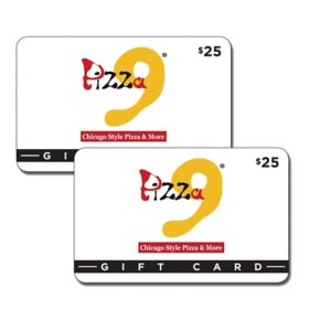 Pizza 9 $50 Gift Card Multi-Pack, 2 x $25