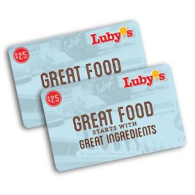 Luby's Cafeterias $50 Value Gift Card Multi-Pack, 2 x $25