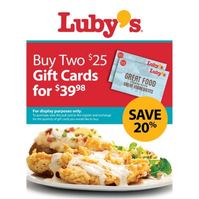 Sam's Club Luby's Cafeterias Gift Card Promotion: $50 GC For $39.98