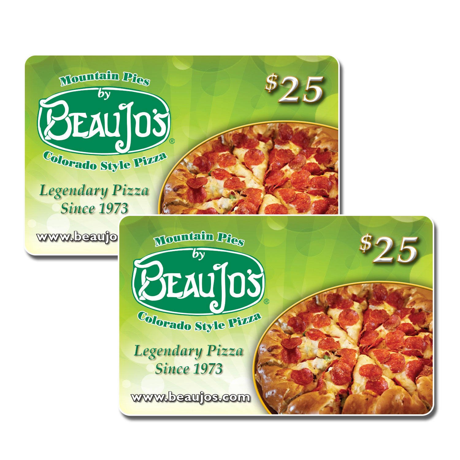 Beau-Jo's $50 Value Gift Cards - 2 x $25