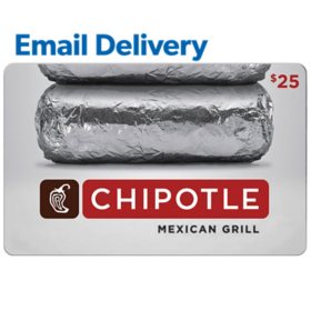Chipotle Email Delivery Gift Card, Various Amounts