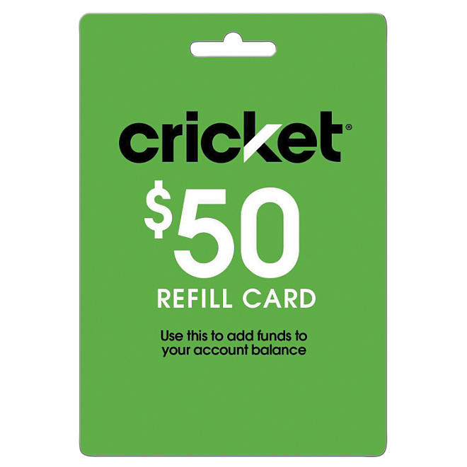 Cricket $50 Prepaid Wireless Refill Card