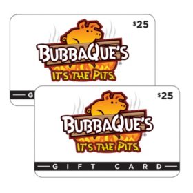 BubbaQue's $50 Gift Card Multi-Pack, 2 x $25