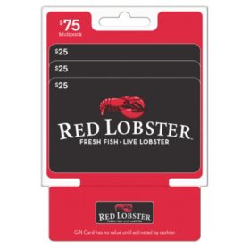 Red Lobster $75 Gift Card Multi-Pack, 3 x $25