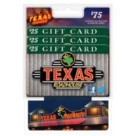 Texas Roadhouse $75 Gift Card Multi-Pack, 3 x $25