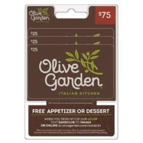 Olive Garden 75 Value Gift Cards 3 X 25 And Free Appetizer Or