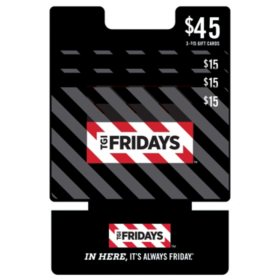 TGI Friday's $45 Gift Card Multi-Pack, 3 x $15