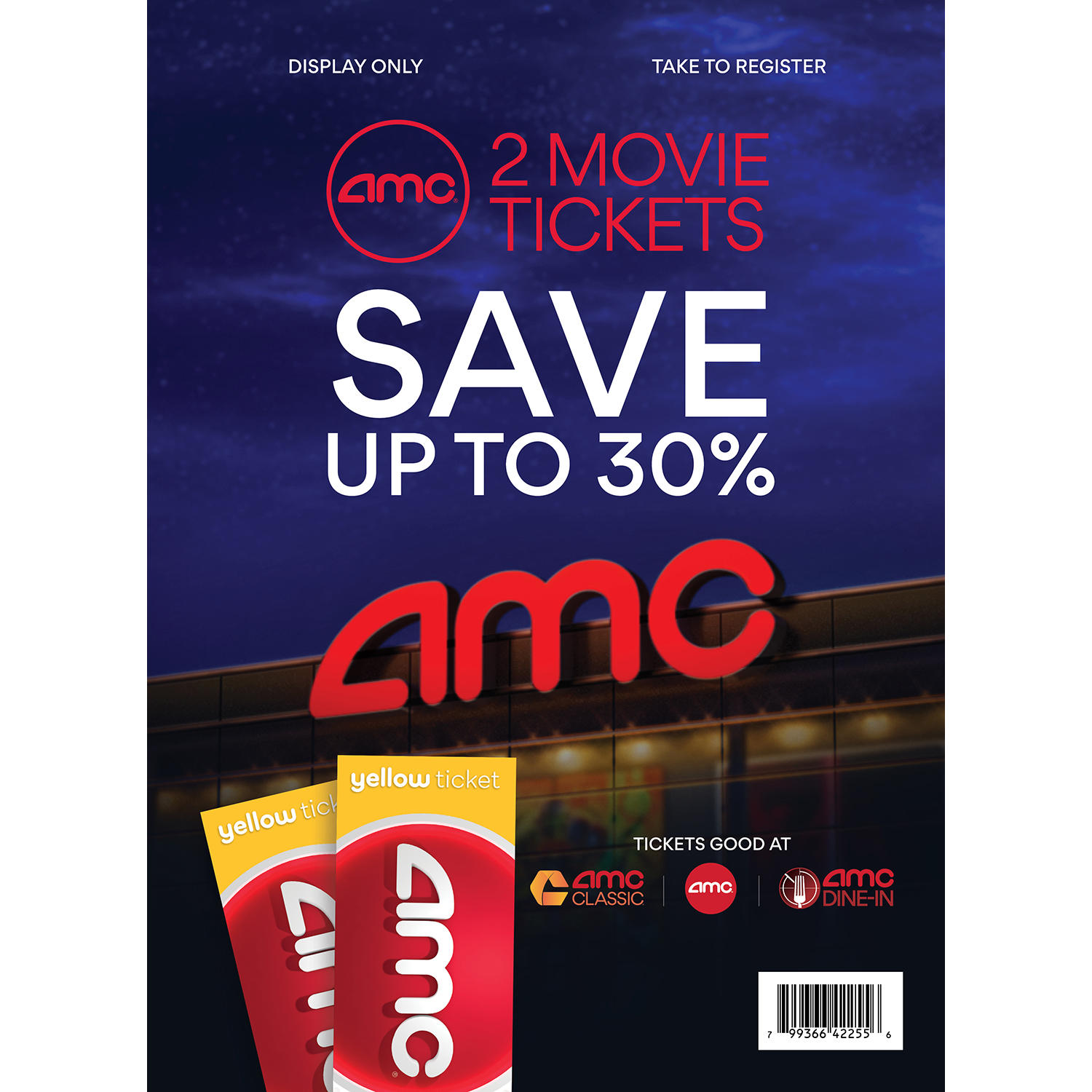 Save  on AMC – 2 Yellow & Black Tickets