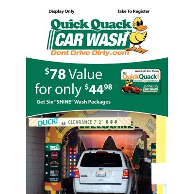 Quick Quack Car Wash $78 Value - 6 Shine Wash Packages