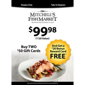 Mitchell's Fish Market Landry's $120 Value Gift Cards - 2 x $50 Plus $20 Card