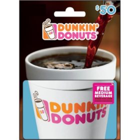 Dunkin Donuts $50 Value Gift Card