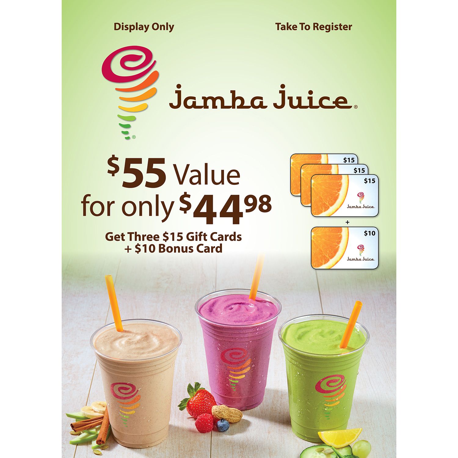 Sam s Club Jamba Juice Gift Card Promotion 55 GC for 44 98 Sam s Club Jamba Juice Gift Card Promotion 55 GC for 44 98
