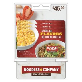 Noodles World Kitchen $45 Gift Card Multi-Pack, 3 x $15