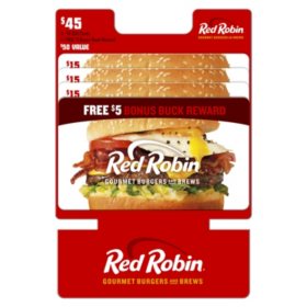 Red Robin Gift Cards - 3 x $15 plus a Bonus $5 Card