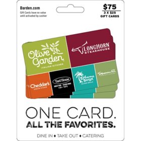 Darden $75 Gift Card Multi-Pack, 3 x $25