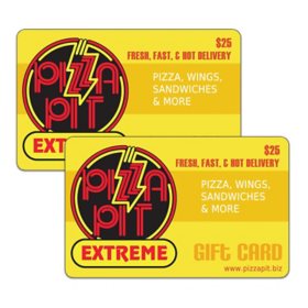 Pizza Pit $50 Value Gift Cards - 2 x $25 Gift Cards