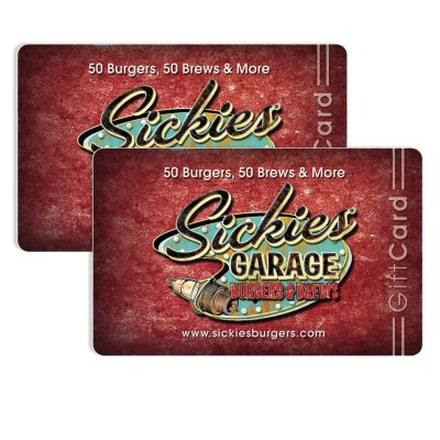 Sickies Garage Burgers and Brews (SD, ND) $50 Gift Cards - 2 x $25