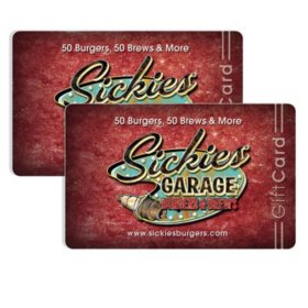 Sickies Garage Burgers and Brews $50 Gift Card Multi-Pack, 2 x $25
