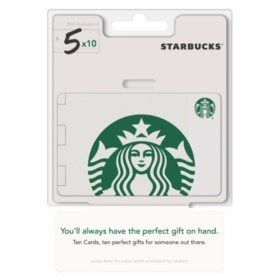 Starbucks $50 Gift Card Multi-Pack, 5 x $10