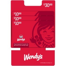 Wendy's $30 Gift Card Multi-Pack, 3 x $10