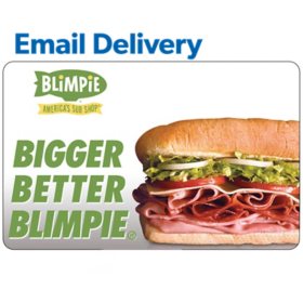 Blimpie Subs $30 Email Delivery Gift Card