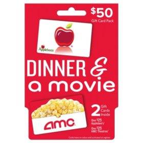 AMC Theatres + Applebee's Dinner and a Movie $50 Gift Card Multi-Pack, 2 x $25