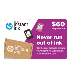 HP Instant Ink $60 1 x $60 Prepaid Email Delivery Gift Card