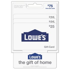 Lowe's $75 Gift Card Multi-Pack, 3 x $25