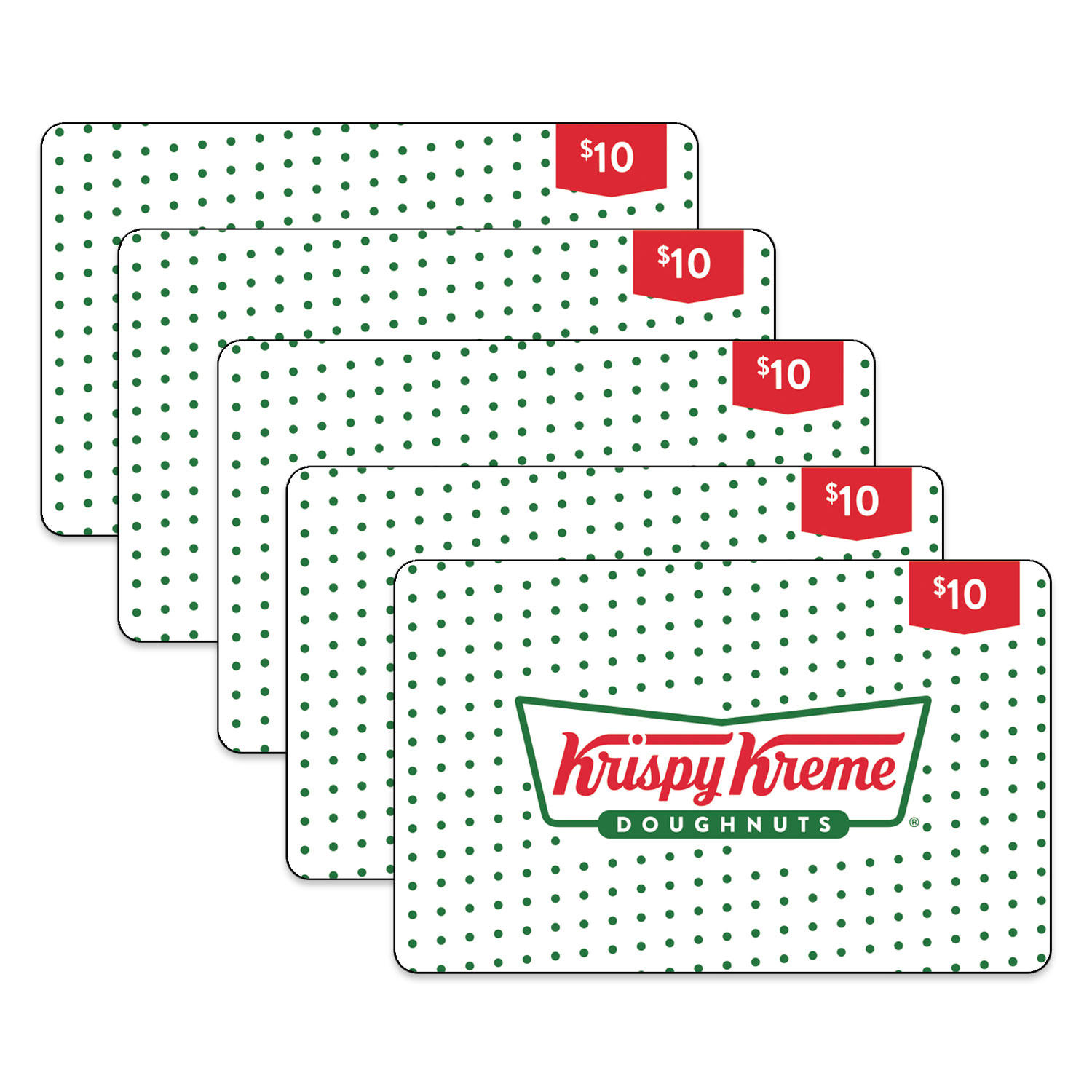 $50 (5 x $10) Krispy Kreme Gift Cards
