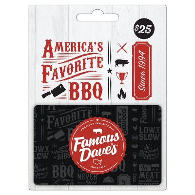 Famous Dave S 25 Gift Card Sam S Club