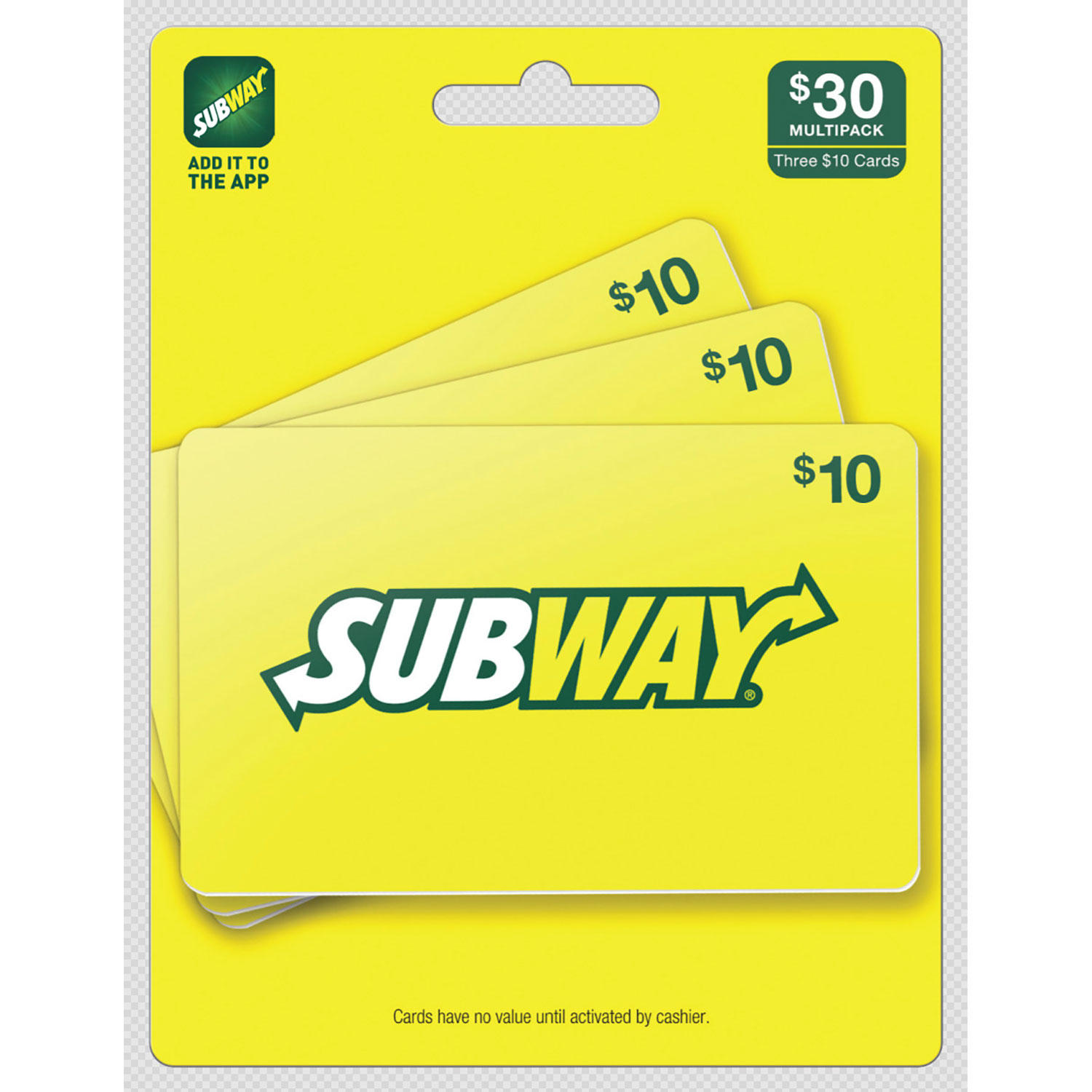 Subway $30 Value Gift Cards - 3 x $10