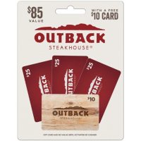 Outback Steakhouse $85 Value Gift Cards - 3 x $25 Gift Cards with a Bonus $10 Card