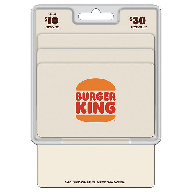 Burger King $30 Gift Card Multi-Pack, 3 x $10