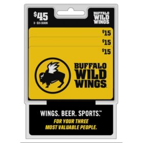 Buffalo Wild Wings $45 Gift Card Multi-Pack, 3 x $15